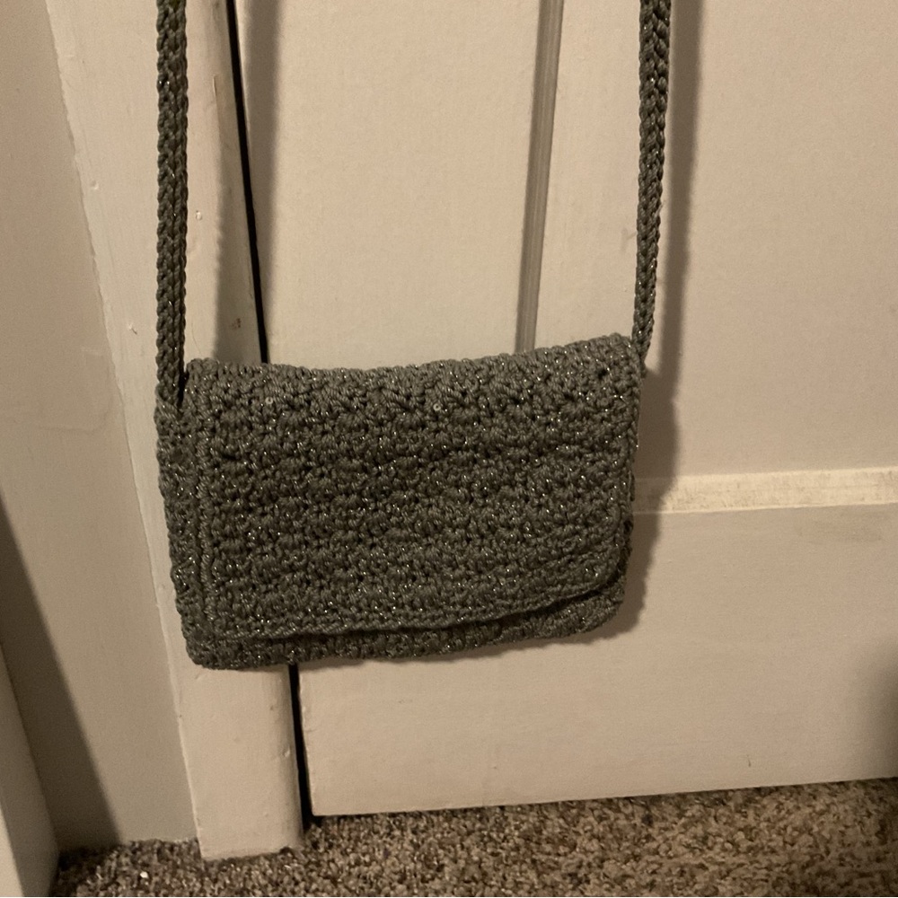 The Sak Silver Sparkling Crochet Crossbody Bag